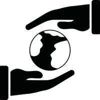 Icon of hands with earth. vector