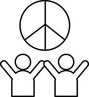 Two man holding peace icon. vector
