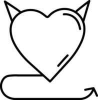 Flat style Devil Heart icon in line art. vector