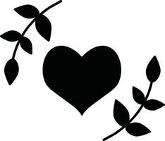 Icon of heart with round leaf. vector