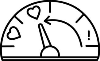 Love Meter icon in black line art. vector