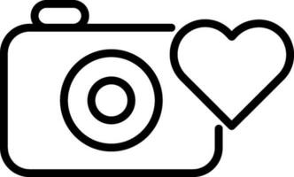 Line art Heart symbol with digital camera icon in flat style. vector