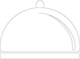 Black line art serving tray on white background. vector