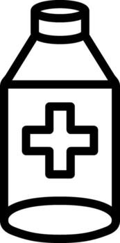 Medicine bottle icon in thin line art. vector