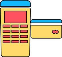 Colorful icon of card terminal with credit card. vector