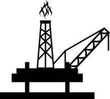 Crane with chimney in black and white color. vector