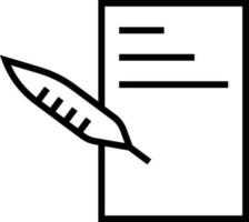 Write letter with Feather pen icon in line art. vector