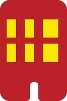 Red and yellow building in flat style. vector
