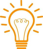 Flat illustration of orange light bulb for Idea concept. vector