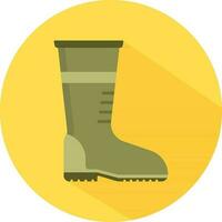 Long boot icon in green color on yellow background. vector