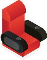 Realistic armchair in red and black color. vector