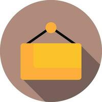 Yellow Blank Board Hang on brown circle background. vector