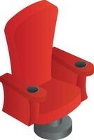 3D illustration of armchair in red color on blue background. vector