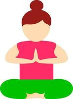 Illustration of woman doing meditation yoga exercise icon. vector