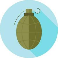 Hand grenade bomb icon in green color on blue background. vector