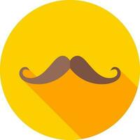 Brown Mustache icon on yellow round background. vector