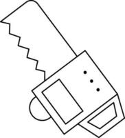 Black Line Art Hand Saw Icon. vector