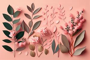 Valentines day, mothers day, womens day concept. Flat lay. photo