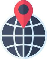 Illustration of Global Location icon in blue and red color. vector