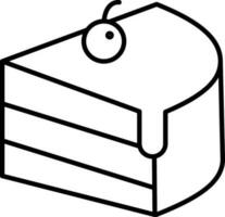 Black line art illustration of Cake slice icon. vector