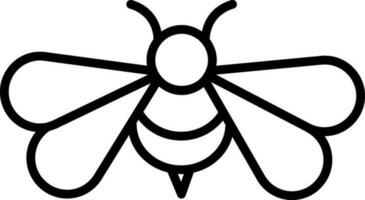 Black Outline Bee Icon on White Background. vector