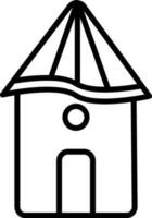 Black Line Art Illustration of Hut Icon. vector