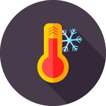 Thermometer with Snowflake icon in flat style. vector