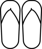 Flip-Flop or Slipper icon in line art. vector
