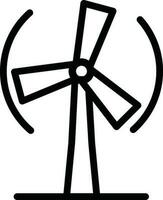 Windmill icon or symbol in black line art. vector