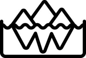 Line art illustration of melting mountain glaciers icon. vector