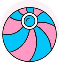 rosado y azul playa pelota icono en plano estilo. vector