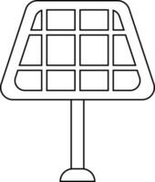 Black line art solar panel in flat style. vector