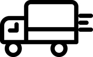 Delivery truck or Lorry icon in black line art. vector