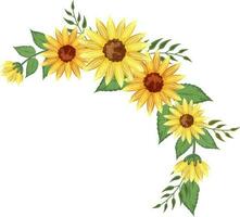 Collection of sunflower with their leave in floral. vector