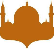 Brown color silhouette of mosque in flat style. vector