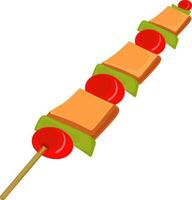 Grilled vegetables on skewer. vector