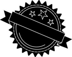 black and white sticker decorated with ribbon and stars. vector