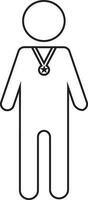 Character of faceless man wearing medal. vector