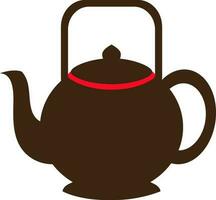 Illustration of teapot icon in brown color with handle. vector