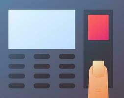 Illustration of finger touch attendance machine icon. vector