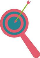 Illustration of target game icon with arrow on magnify glass. vector