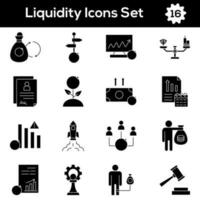black and white Color Set of Liquidity Icon In Flat Style. vector