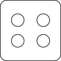 Dice icon with four number in stroke for game concept. vector