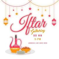 Hanging lantern with text Iftar Gathering. vector