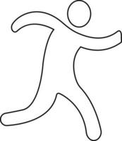Black line art character of a faceless running man. vector