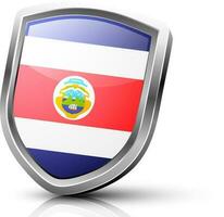 Glossy shield of Costa Rica flag with symbol. vector