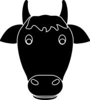 imagen de vaca cabeza en aislado con glifo estilo. vector