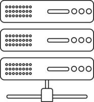 Black line art illustration of server icon. vector