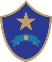 Star decorated shield with blank ribbon. vector