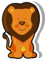 Cute cheerful cartoon character of lion. vector